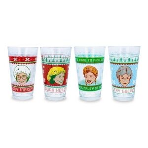 Golden Girls Silver Buffalo Holiday Glassware Set